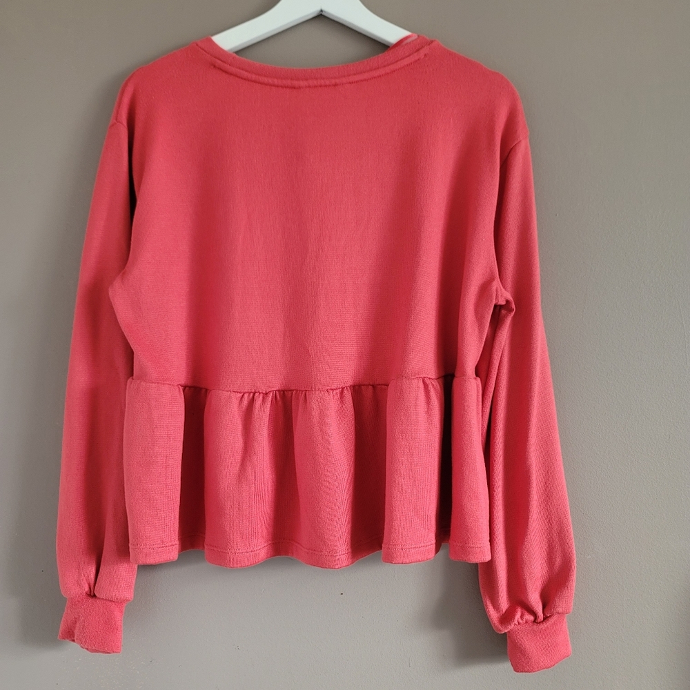 NWT Joe Fresh Jillian Harris Comfy Flowy Ruffle Hem Long Sleeve Shirt Top Medium - Picture 7 of 12